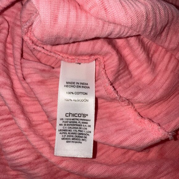 Chicos V-Neck Short Sleeve Cotton Tunic Dress Womens Size 1 Orange Textured - Picture 7 of 7